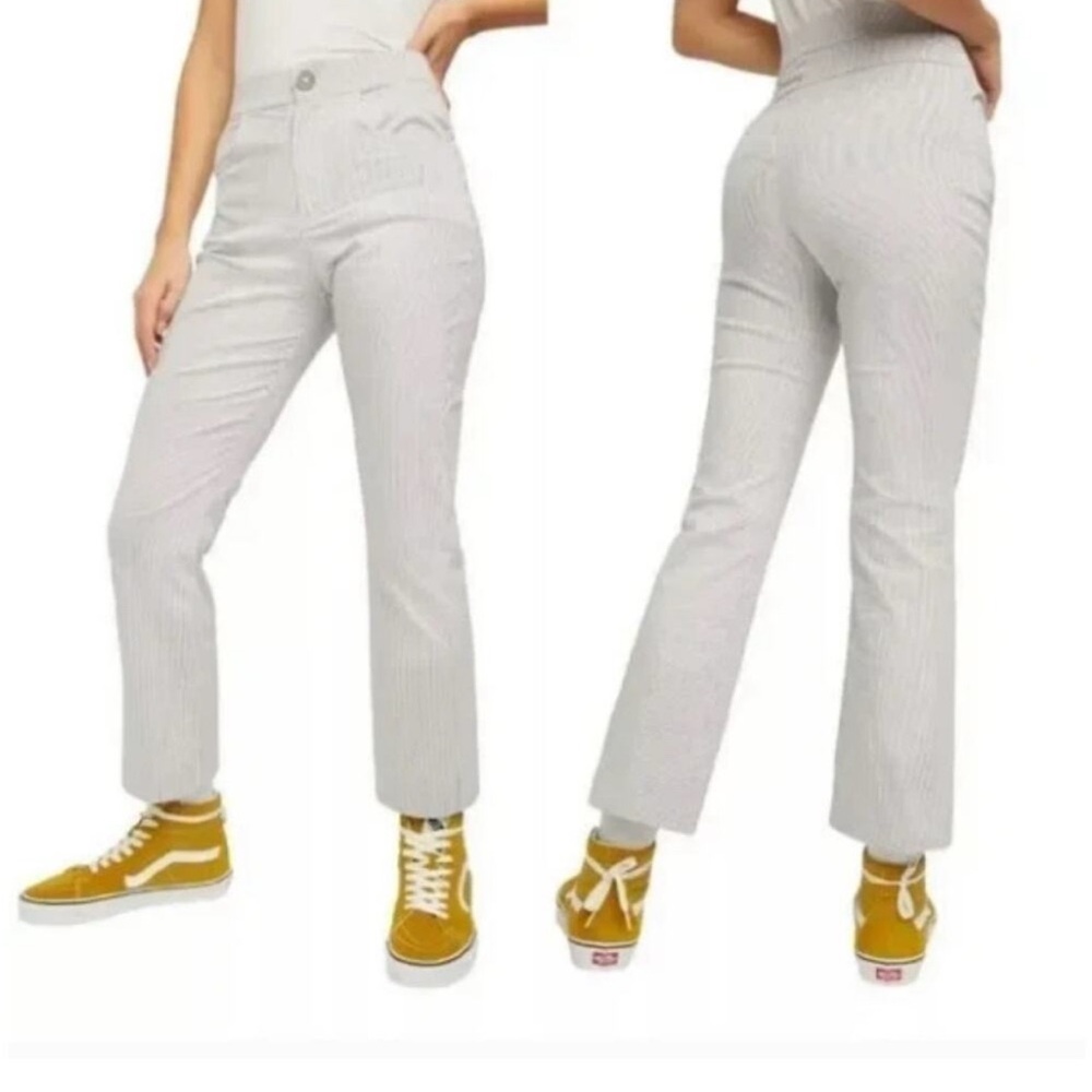 Free People Blue and White Florence Crop Flare  Pants